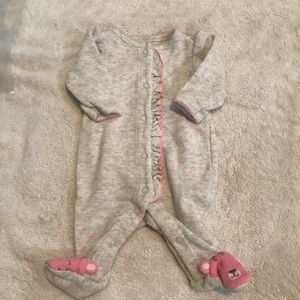 Grey and pink waffle knit newborn girl baby pajama